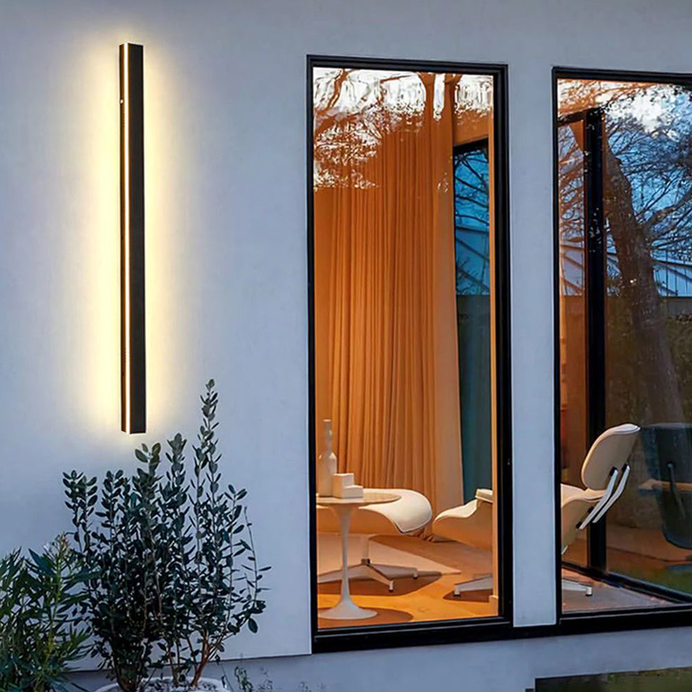 Silex linear outdoor LED wall light matte black — GildNest UK