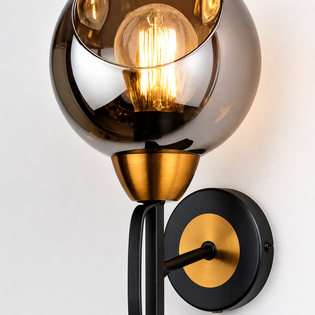 Grafton Wall Light – Smoked Glass & Brass