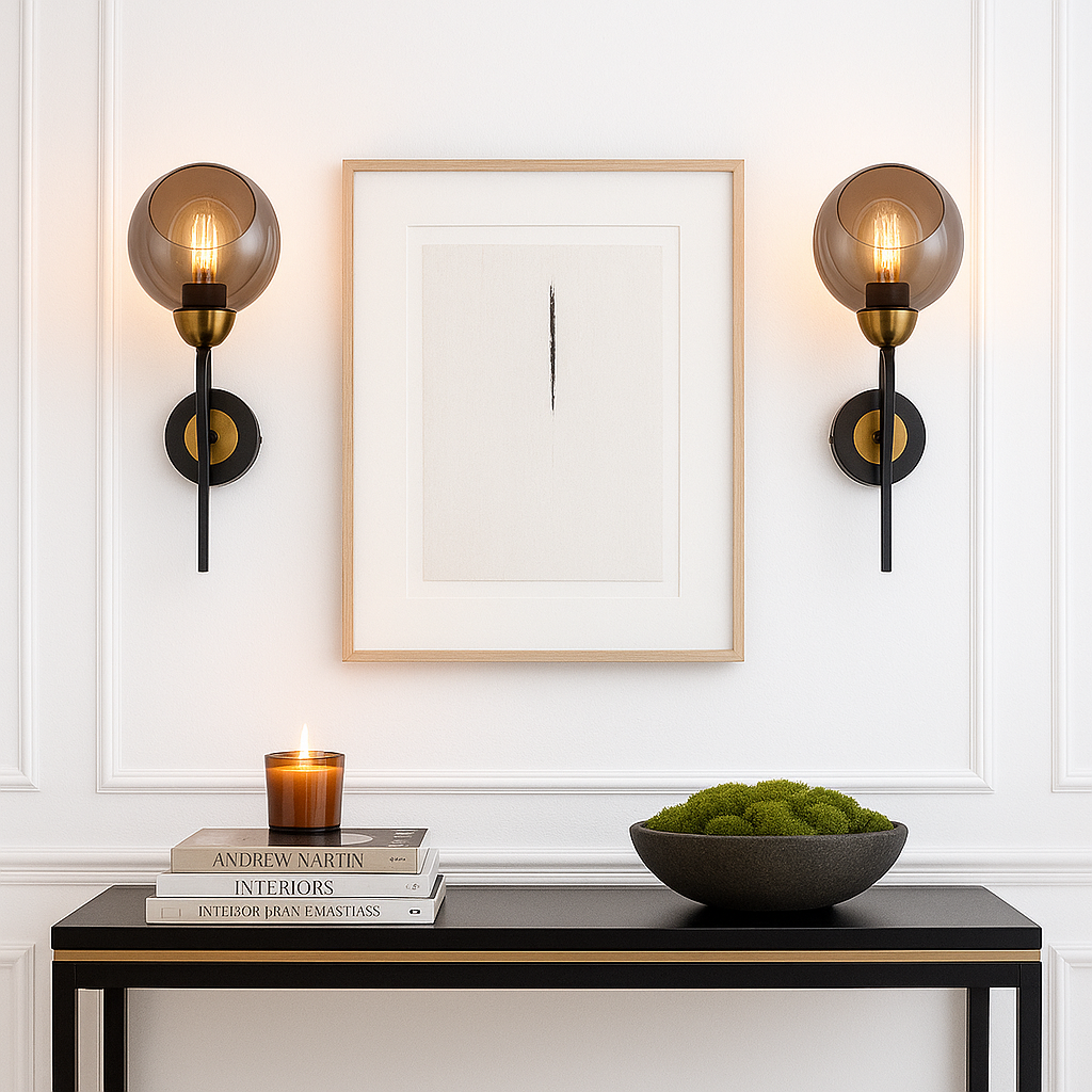 Grafton Wall Light – Smoked Glass & Brass