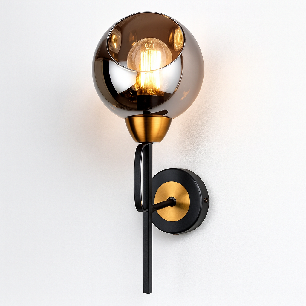 Grafton Wall Light – Smoked Glass & Brass