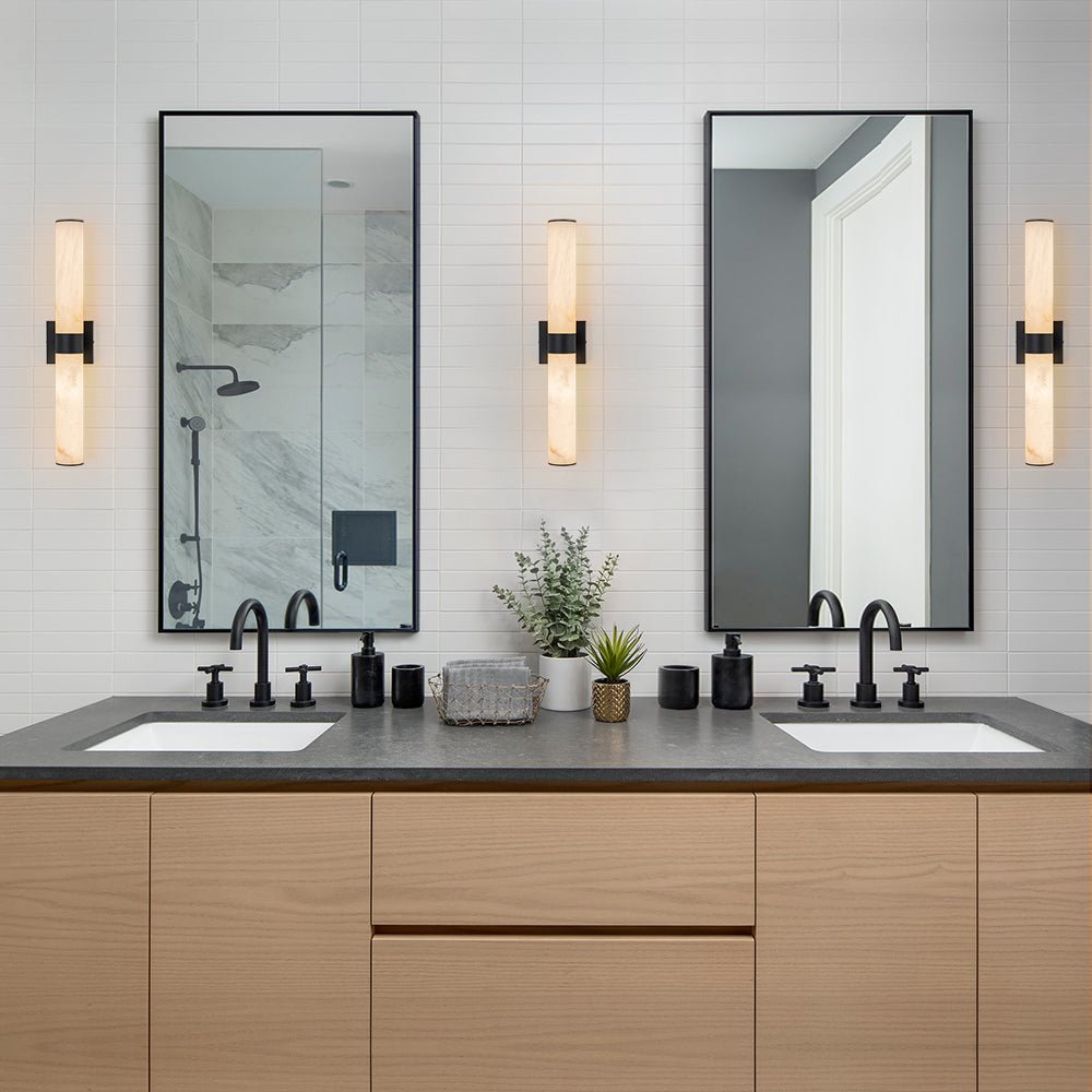 Glitre marble tube LED wall sconce in matte black — GildNest UK