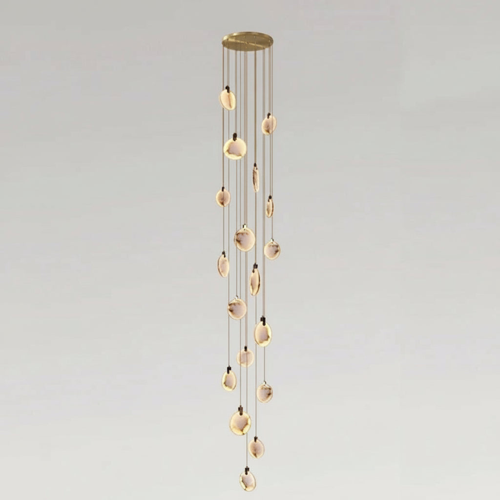Lenzi Spanish Alabaster Disc Chandelier