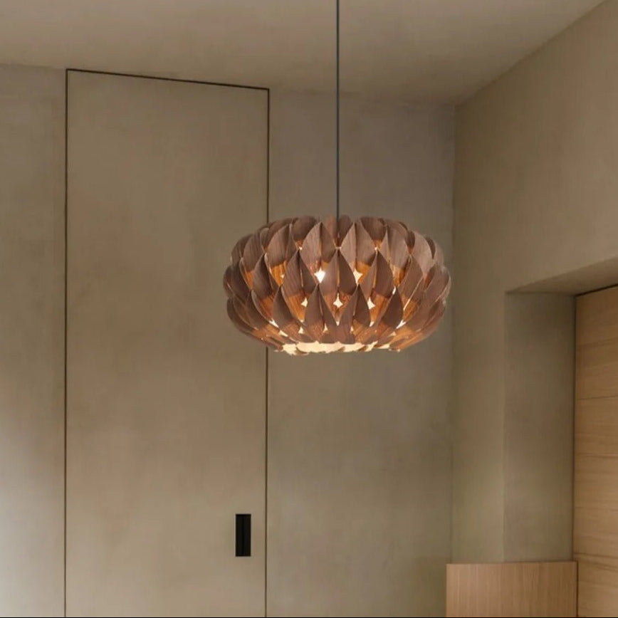 Gris Japandi Veneer Pendant Light