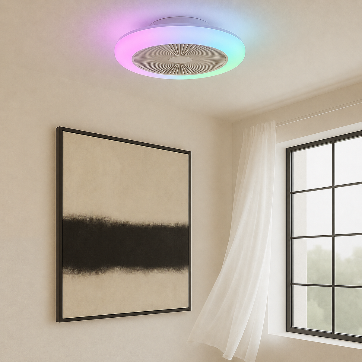 Newell Low-Profile Remote Control Ceiling Fan with LED Light
