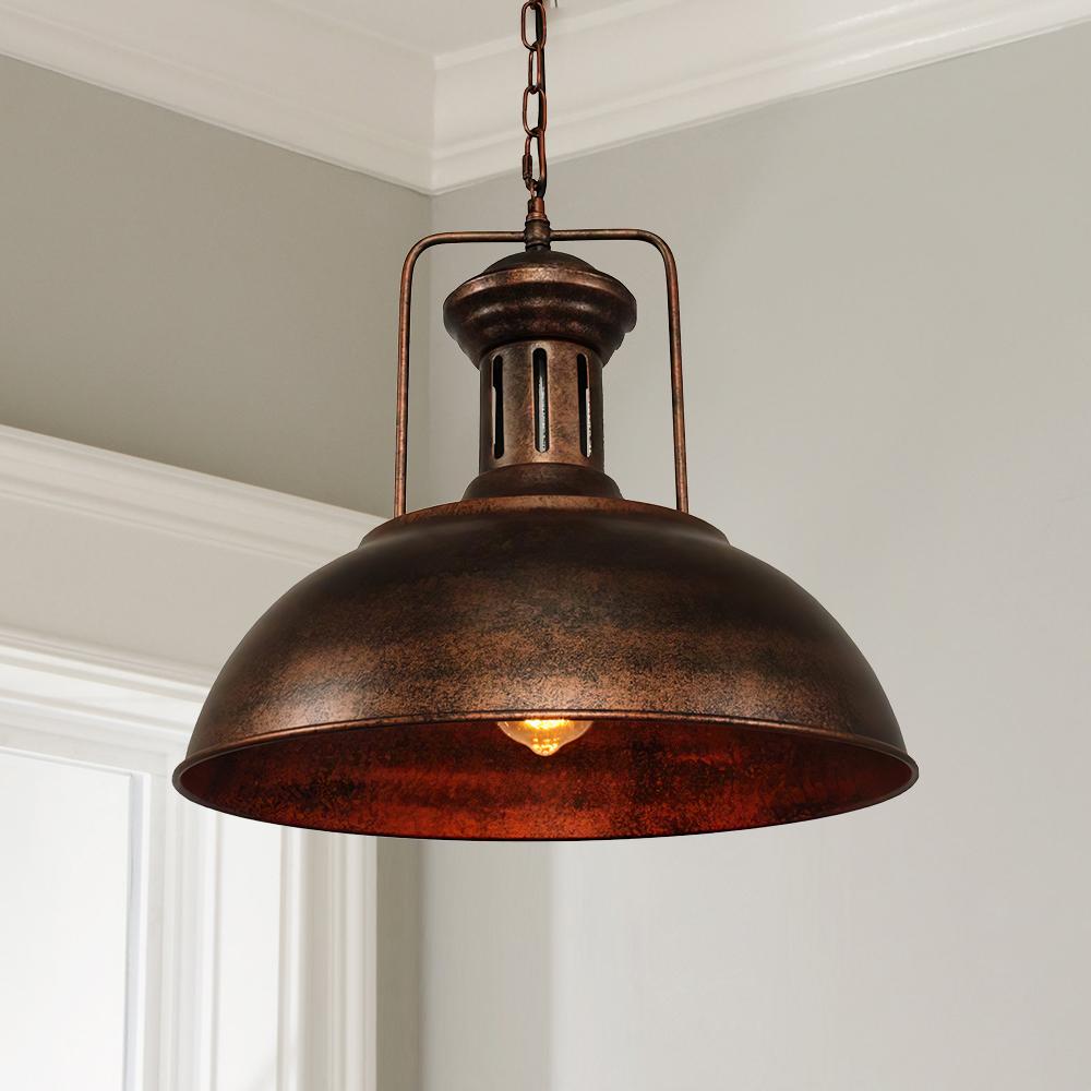 Industrial Rusty Dome Pendant Light