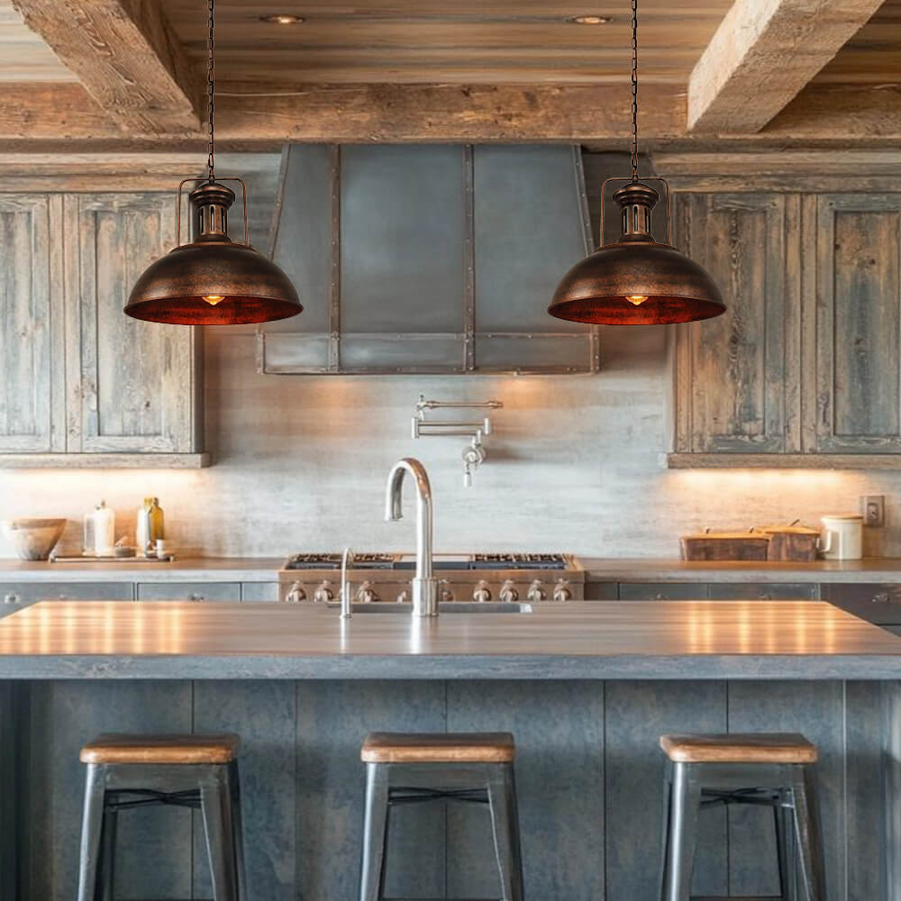 Industrial Rusty Dome Pendant Light
