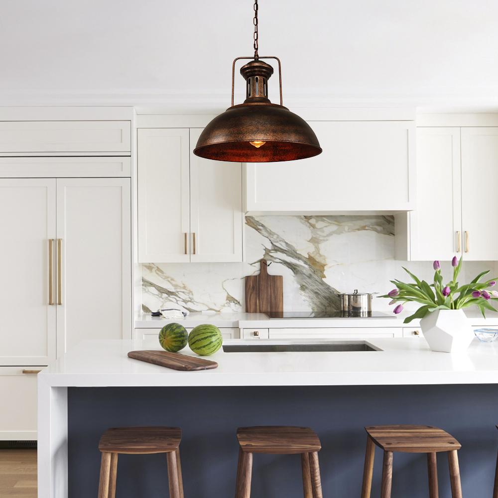 Industrial Rusty Dome Pendant Light