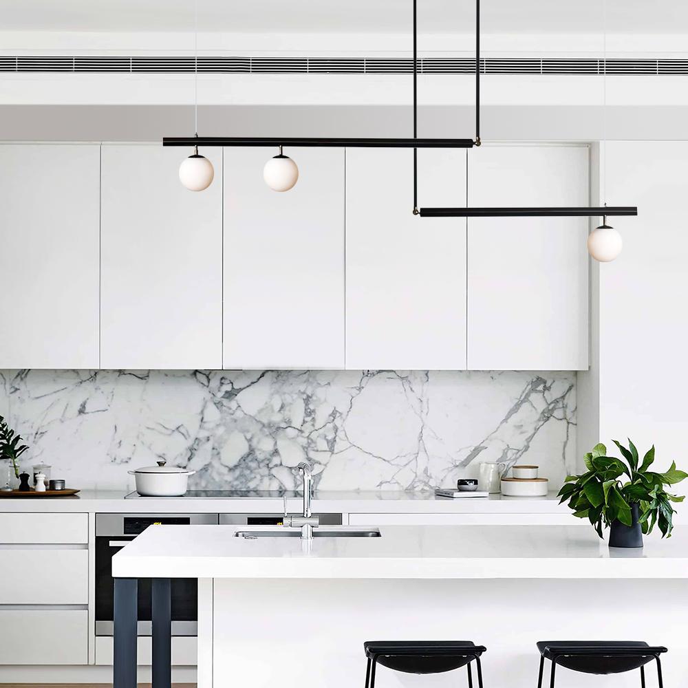 Modern Glass Globe Linear Chandelier