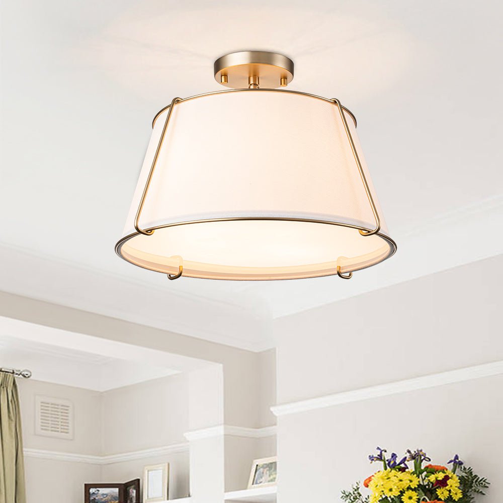 4-Light Linen Tapered Drum Semi-Flush Mount