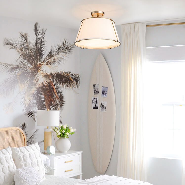 4-Light Linen Tapered Drum Semi-Flush Mount