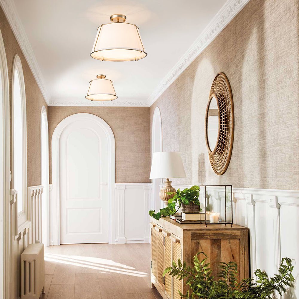 4-Light Linen Tapered Drum Semi-Flush Mount