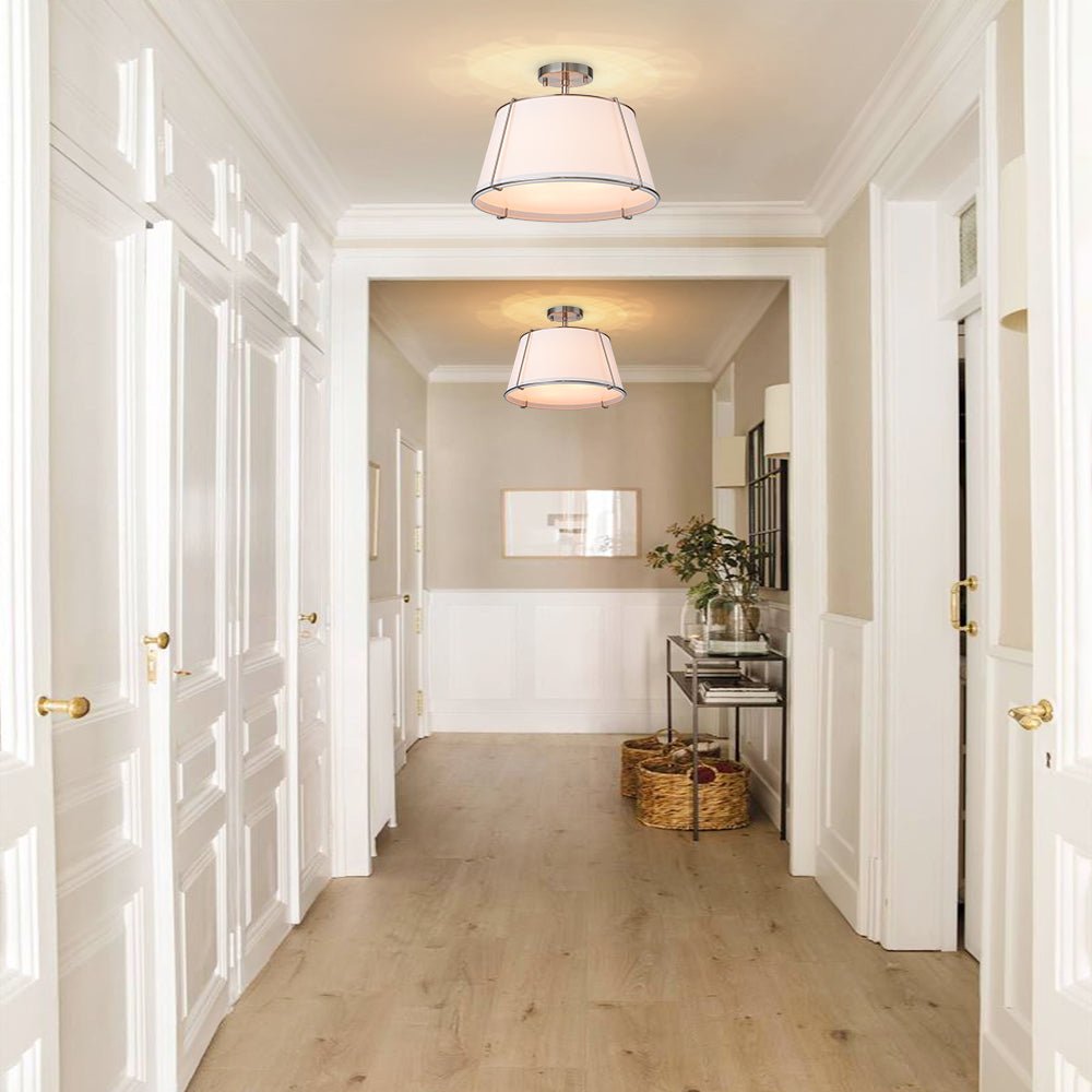 4-Light Linen Tapered Drum Semi-Flush Mount
