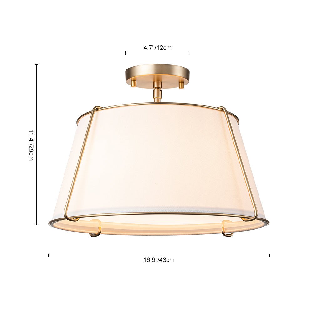 4-Light Linen Tapered Drum Semi-Flush Mount