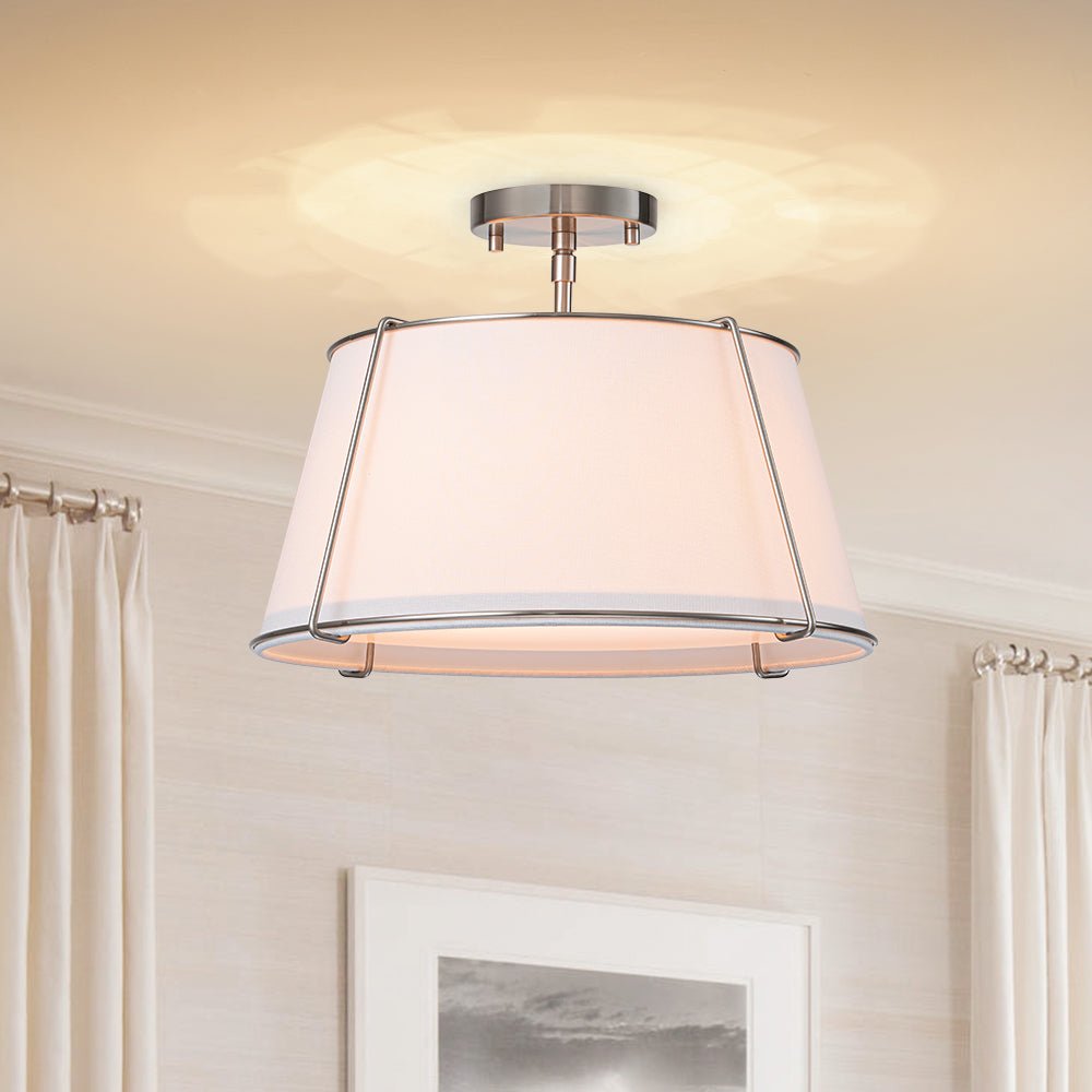 4-Light Linen Tapered Drum Semi-Flush Mount