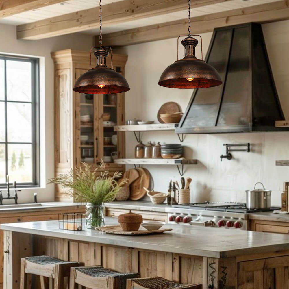 Industrial Rusty Dome Pendant Light