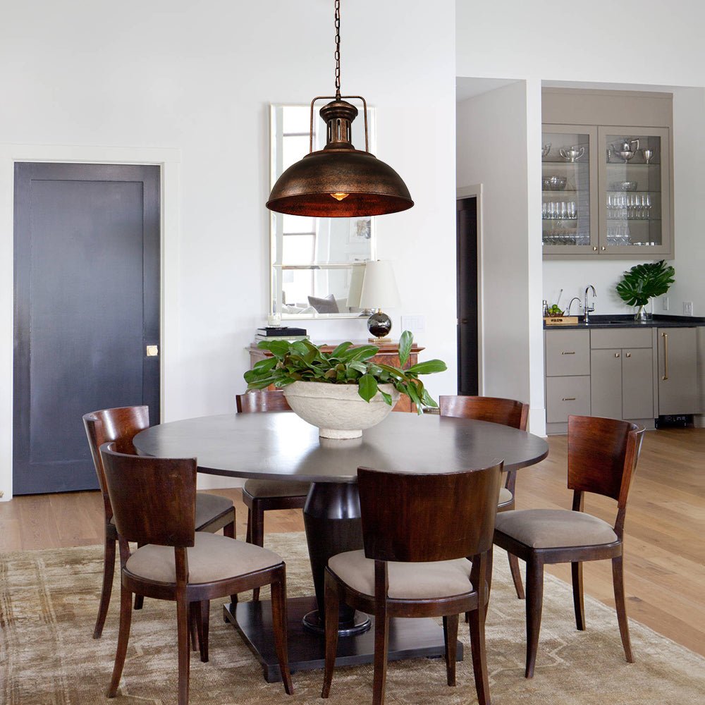 Industrial Rusty Dome Pendant Light
