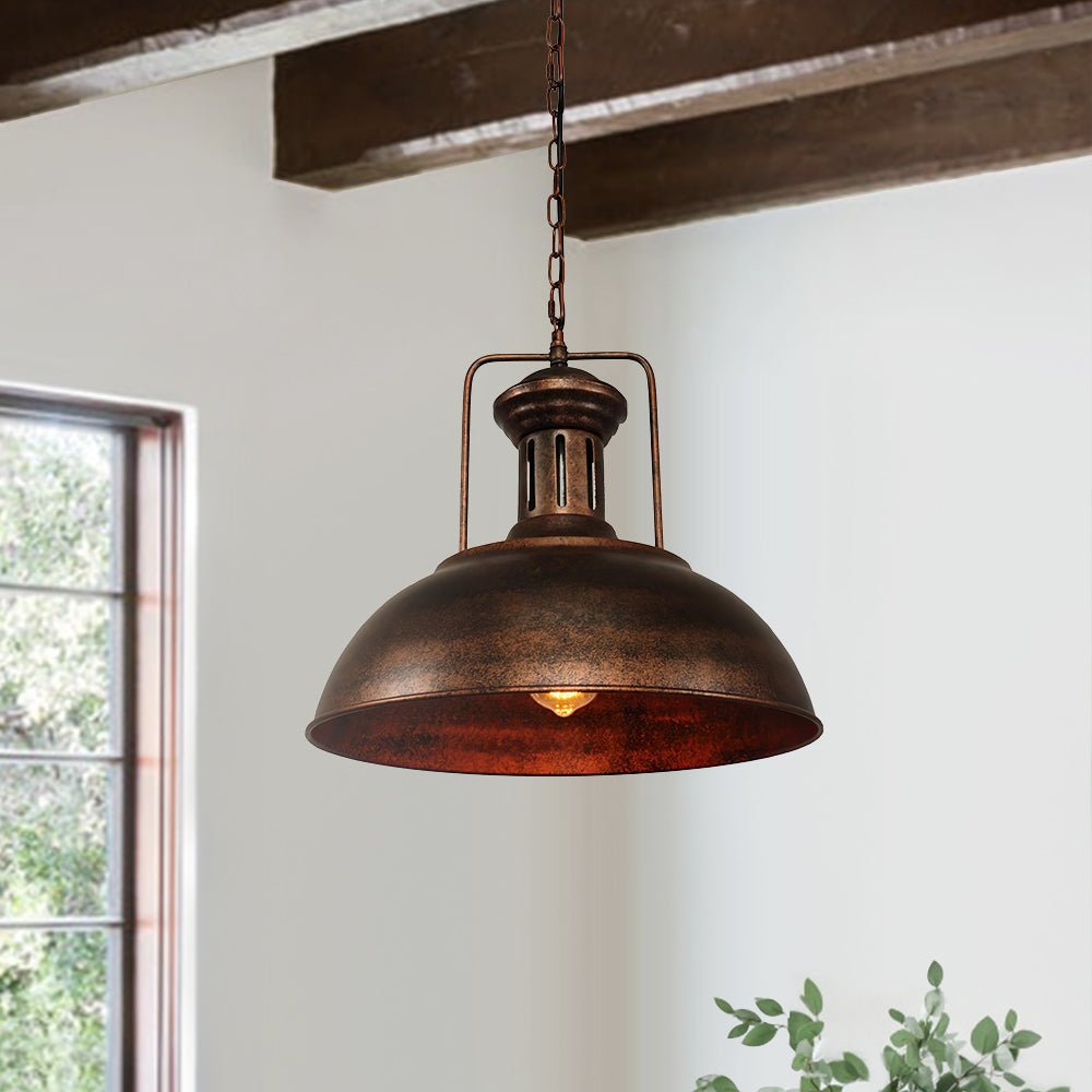 Industrial Rusty Dome Pendant Light