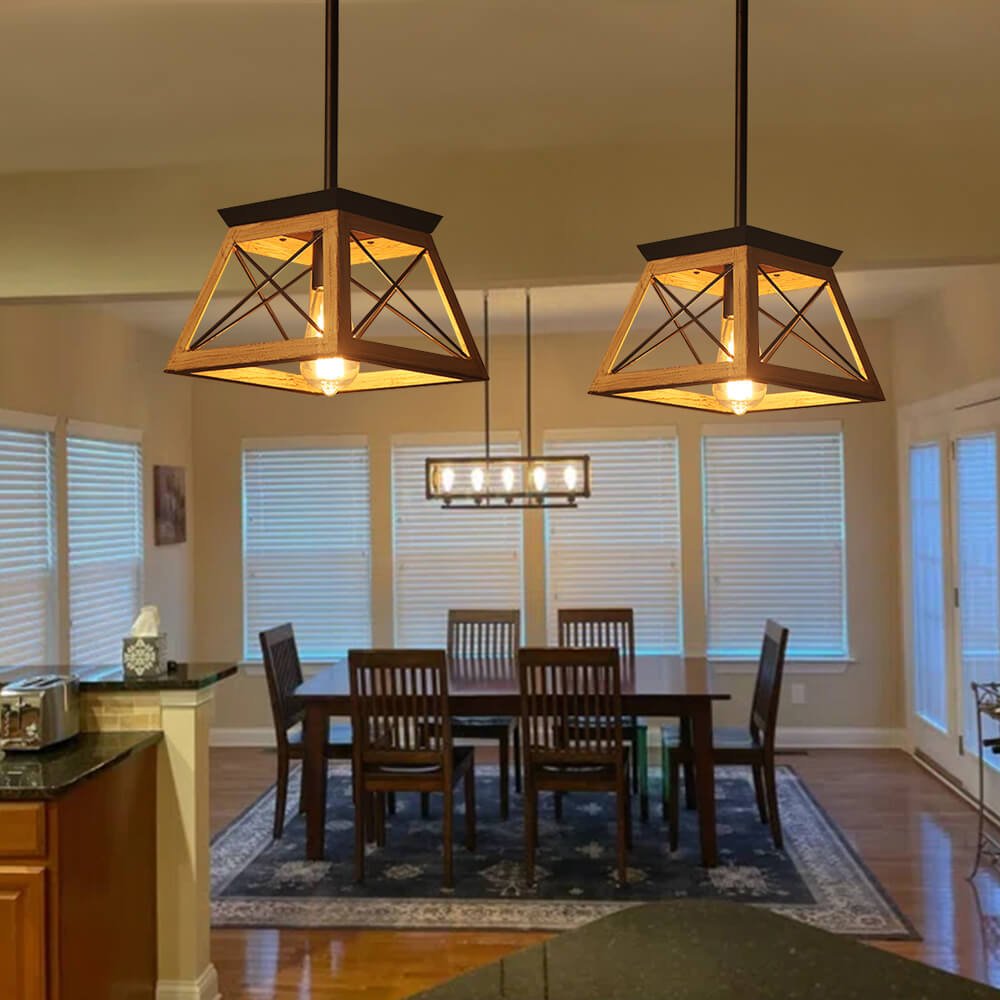 Single-Light Square Rustic Pendant Light