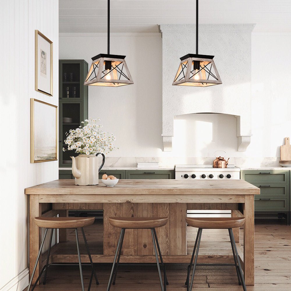 Single-Light Square Rustic Pendant Light