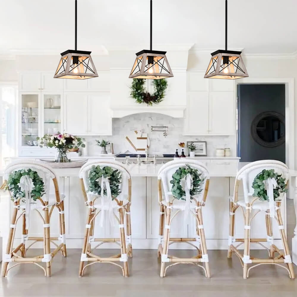 Single-Light Square Rustic Pendant Light