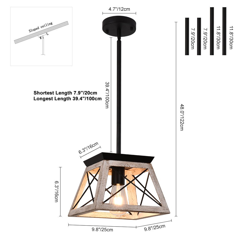 Single-Light Square Rustic Pendant Light