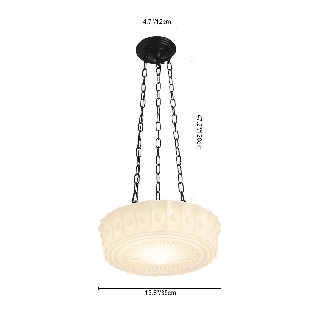 Vintage Ceramic Schoolhouse Pendant Light