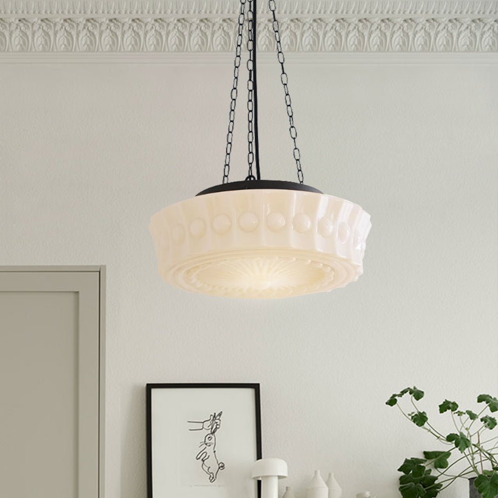 Vintage Ceramic Schoolhouse Pendant Light