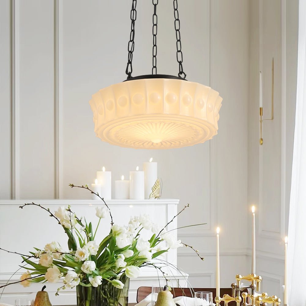 Vintage Ceramic Schoolhouse Pendant Light