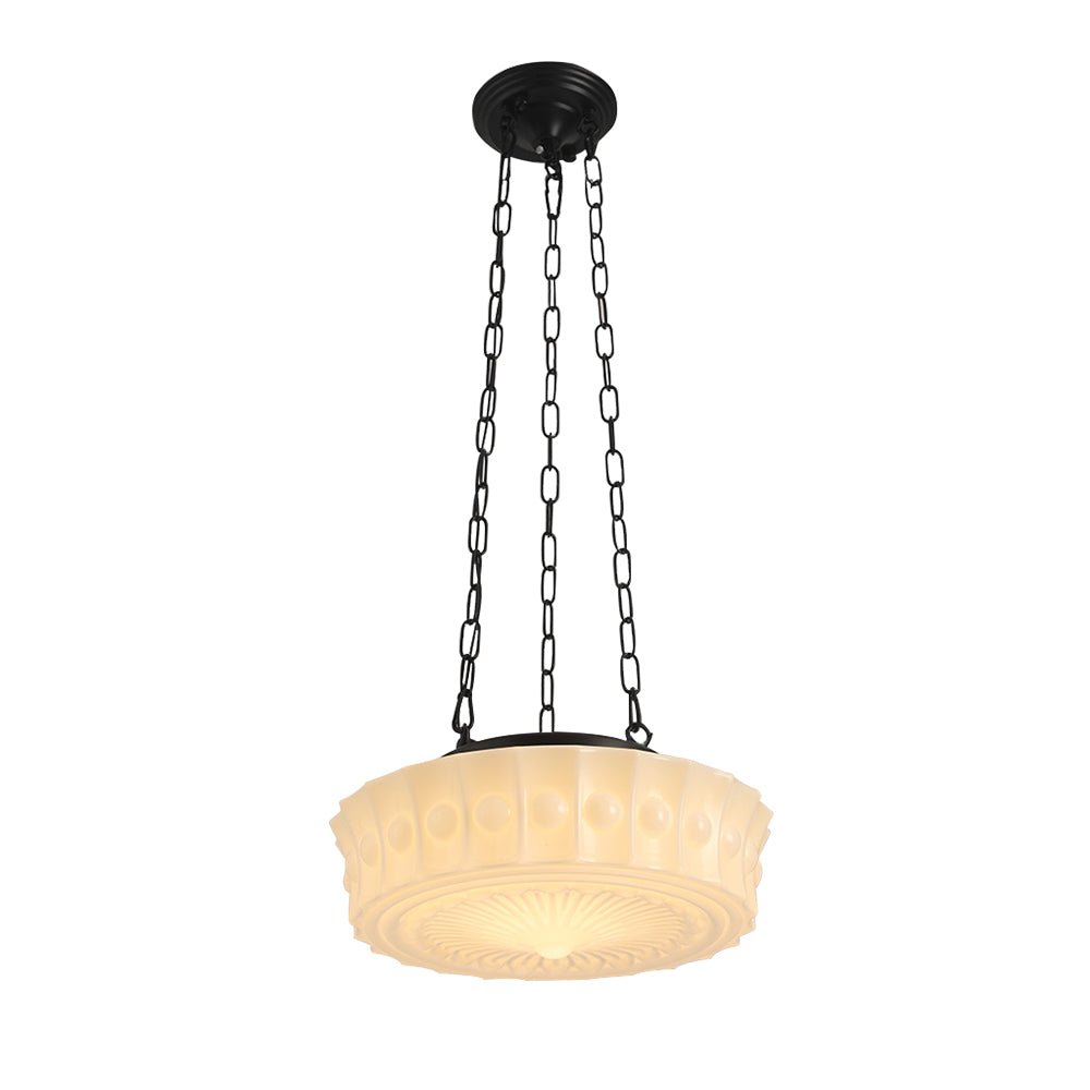 Vintage Ceramic Schoolhouse Pendant Light