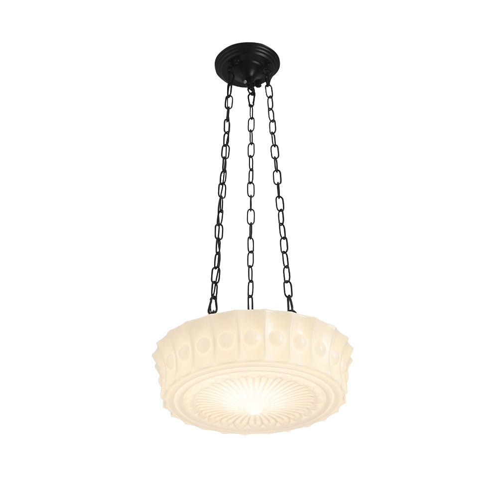 Vintage Ceramic Schoolhouse Pendant Light
