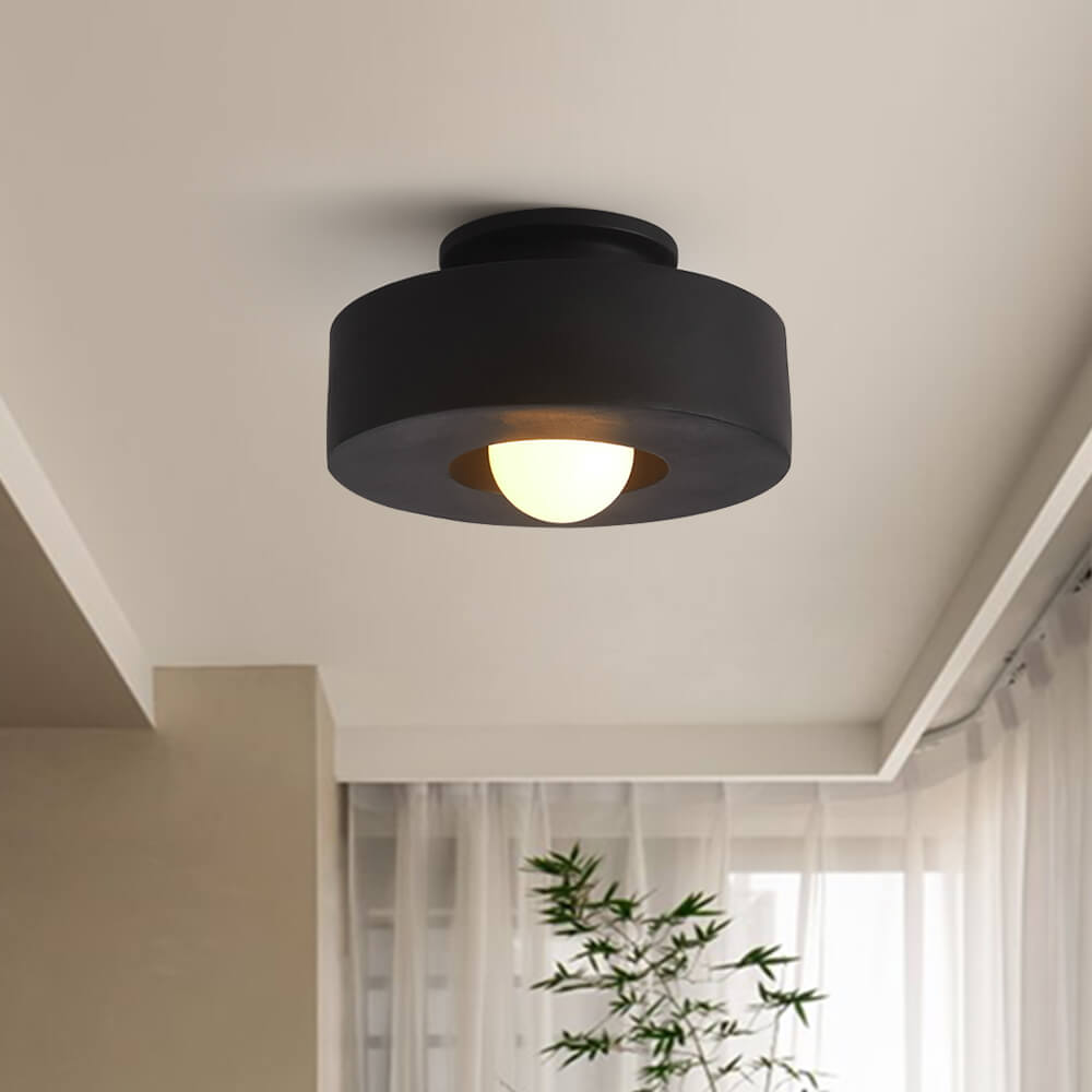 Wabi-Sabi Resin Cylindrical Flush Mount