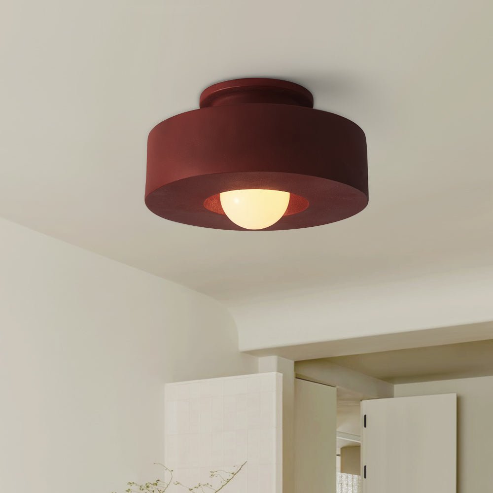 Wabi-Sabi Resin Cylindrical Flush Mount