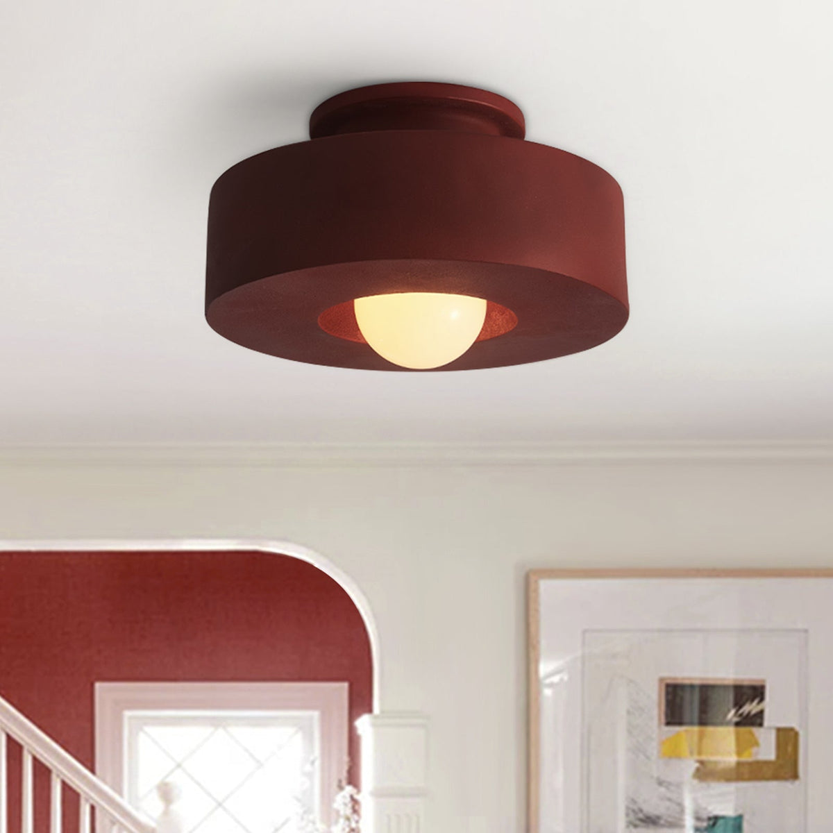 Wabi-Sabi Resin Cylindrical Flush Mount