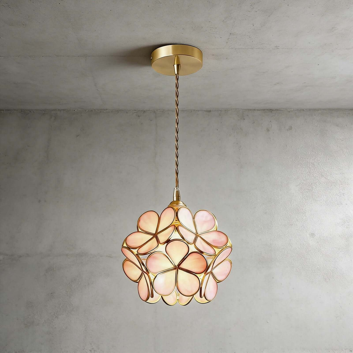 Glass Petal Pendant Light Pink