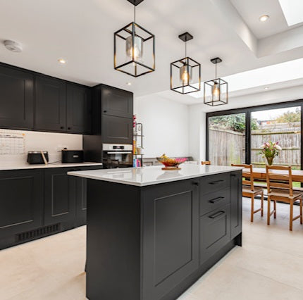 Copeland Kitchen Island Pendant Light – Black Smoked Glass