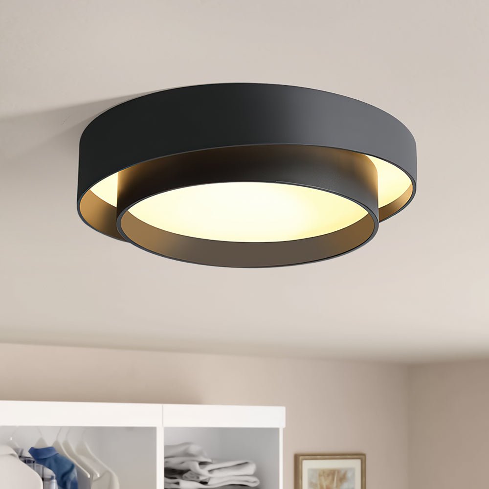 Rin Concentric Ring Flush Mount Ceiling Light Warm White Black