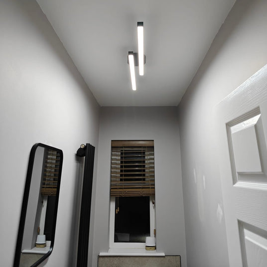 Matte black long LED strip ceiling light — GildNest UK