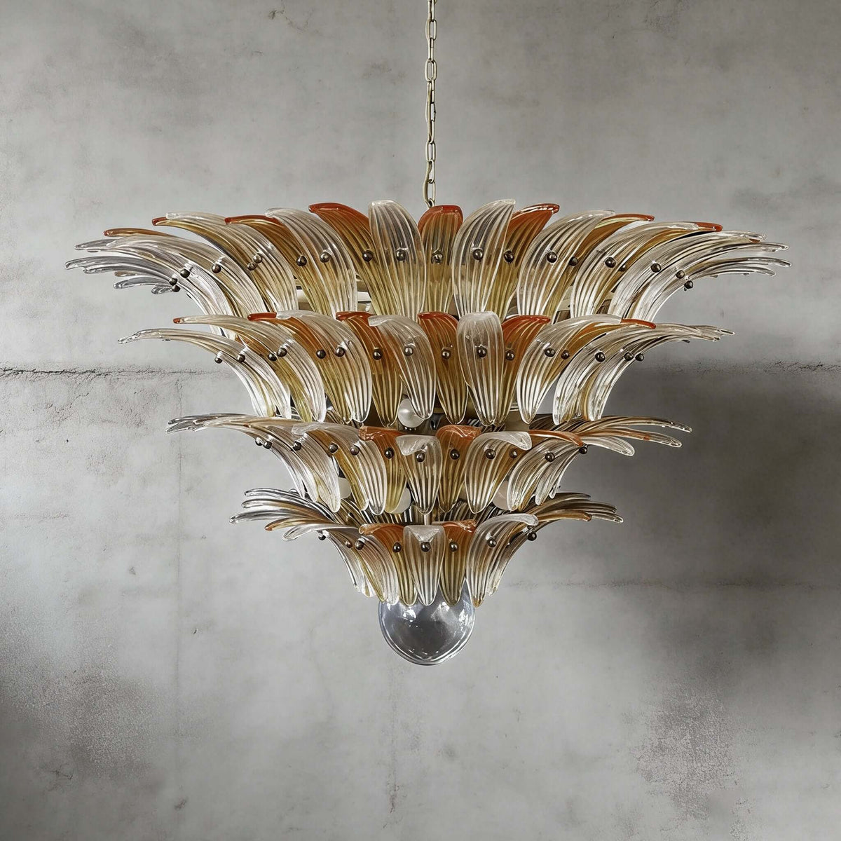 Murano Palmette Chandelier Large Amber