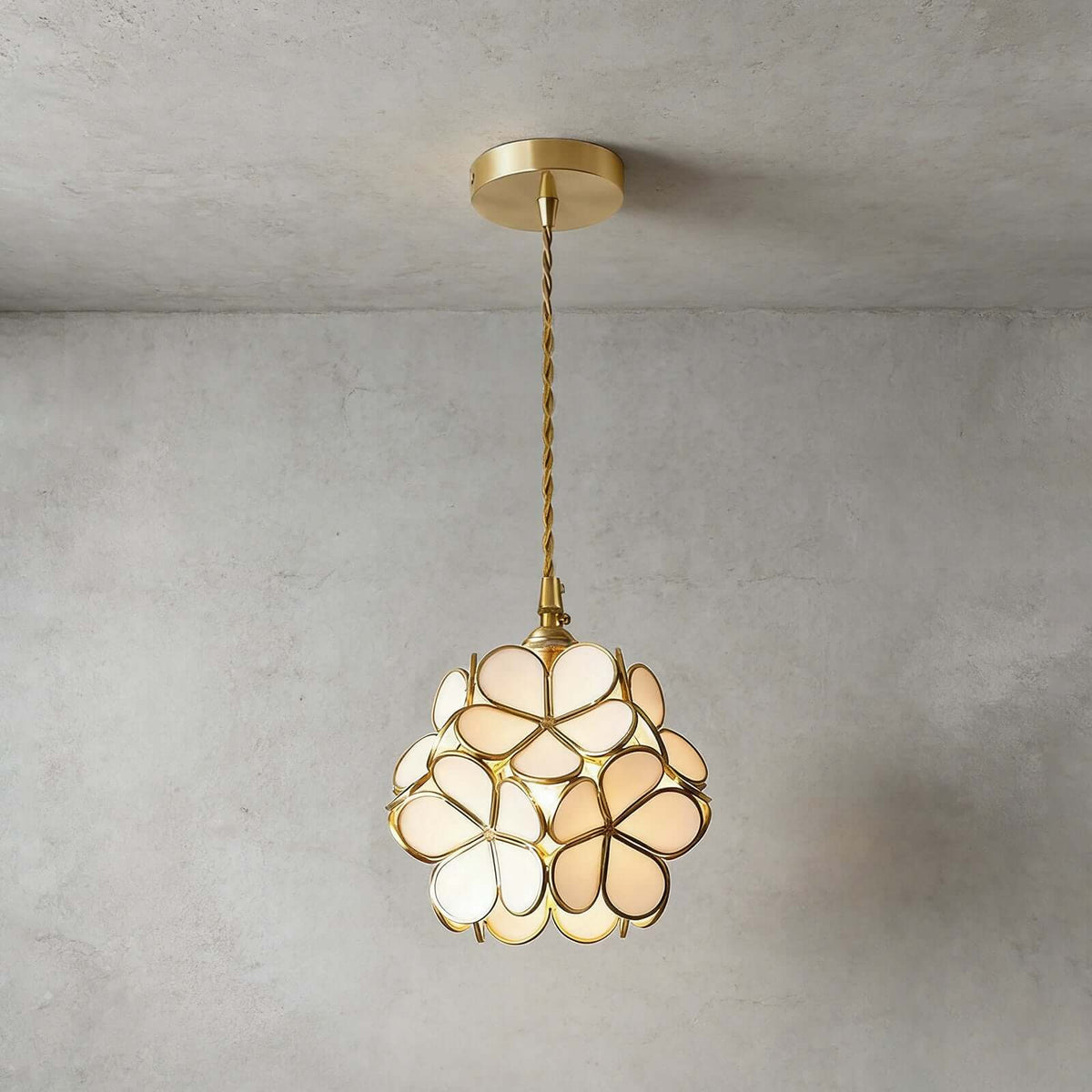 Glass Petal Pendant Light White