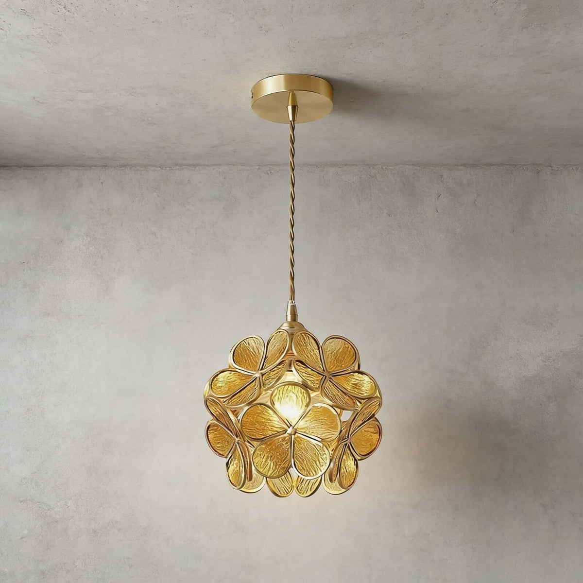 Glass Petal Pendant Light Yellow