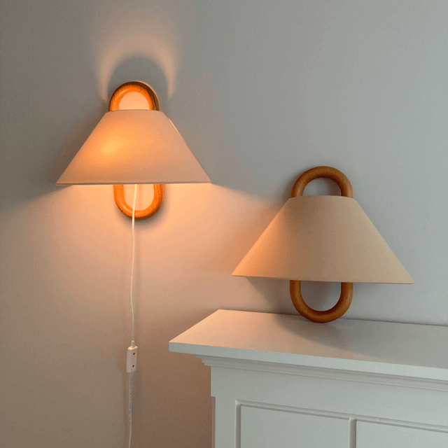 Modern Original Solid Wood Pleated Semi-Circle Wall Sconce Lamp lifestyle