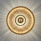 Iron Striped Glass Disc Wall Sconce detail