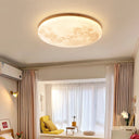 Moon Round Flush Mount Ceiling Light Wood