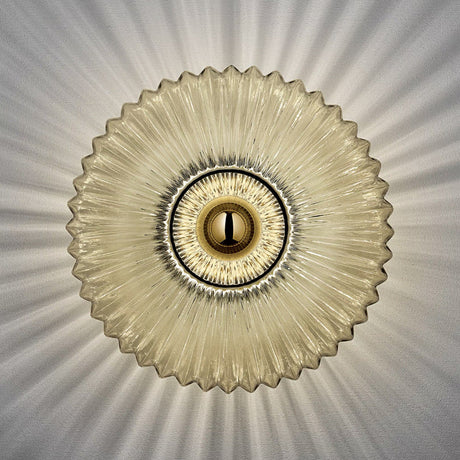 Iron Striped Glass Disc Wall Sconce detail