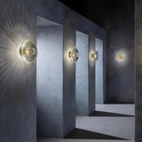 Iron Striped Glass Disc Wall Sconce Smoke Grey