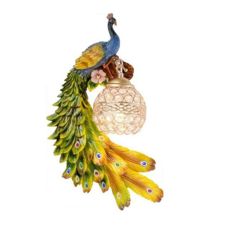 Peacock Crystal Ball Wall Sconce detail