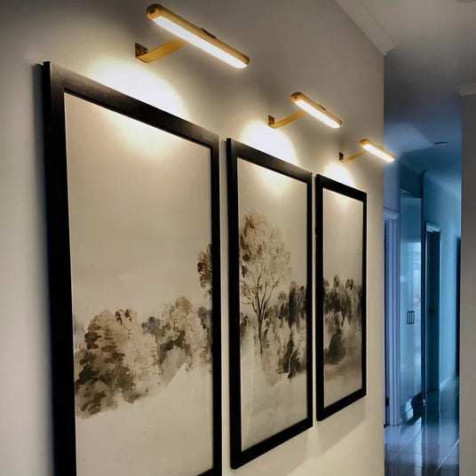 Cordless wall art light gold detail view — GildNest UK