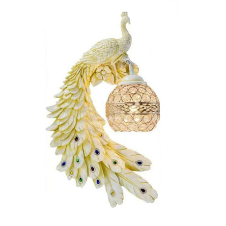 Peacock Crystal Ball Wall Sconce detail