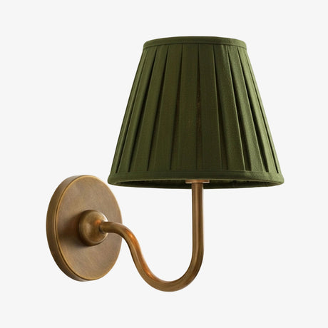 Luvora Wall Lamp 1 Head / Tumbled Brass / Green Pleated