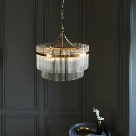 Marietta 5 Light Pendant – Antique Brass & Clear Glass